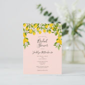 Lemon Blossom Greenery Blush Pink Vrijgezellenfees Aankondigingskaart (Staand voorkant)