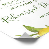 Lemon Blossom Greenery Rehearsal Dinner Sign Poster (Hoek)