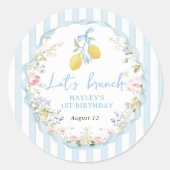 Lemon Blue Bow Floral Birthday Sticker (Voorkant)