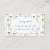 Lemon Blue Bow Italiaanse Display Shower Informatiekaartje (Voorkant)