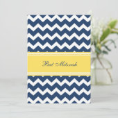 Lemon Blue Chevron Bat Mitzvah Kaart (Staand voorkant)