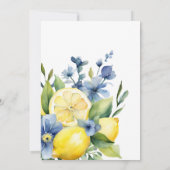 Lemon Blue Floral Citrus Engagement Party Kaart (Achterkant)