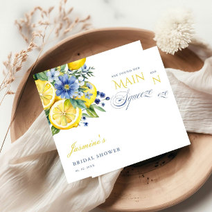 Lemon Blue Floral Citrus Vrijgezellenfeest Servet