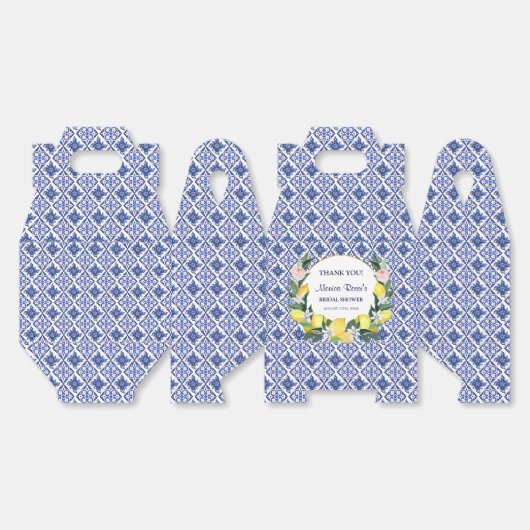 Lemon Blue Italiaanse Tegels Bruiloft Feest Dank J Bedankdoosjes (Ongevouwen)