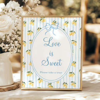 Lemon Blue Stripe Italiaanse liefde is zoet Poster