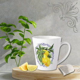 Lemon & Blue Toile filigraan Country Franse keuken Latte Mok