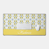 Lemon Blue Watercolor French Country Name Monogram (Clavier et souris)