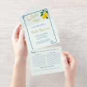 Lemon Blue Whimy Lijst La Dolce Vita Vrijgezellenf All In One Uitnodiging (Uittrekbaar)