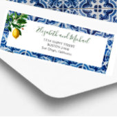 Lemon Blue White Tegel Elegant Modern Chic Wedding Etiket