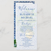 Lemon Blue White Tile Elegant Wedding Programma (Voorkant / Achterkant)