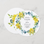 Lemon Blueberry Floral Wedding Kaart (Voorkant / Achterkant)