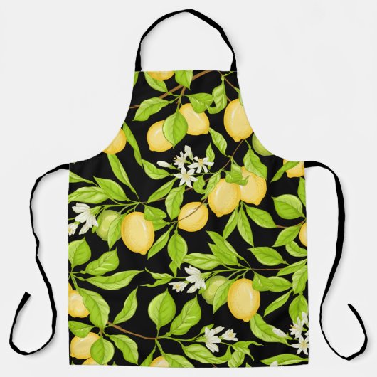 Lemon boomtak met citroenen, bloemen en bladeren. schort (Voorkant)