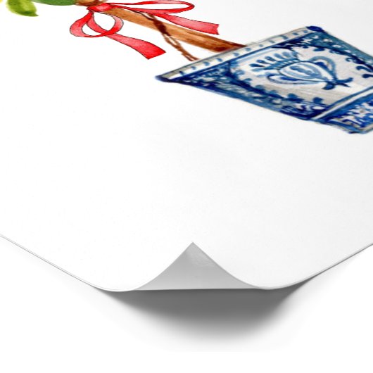 Lemon boomtopiary in blauwe vaas poster (Hoek)