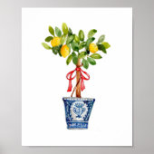 Lemon boomtopiary in blauwe vaas poster (Voorkant)