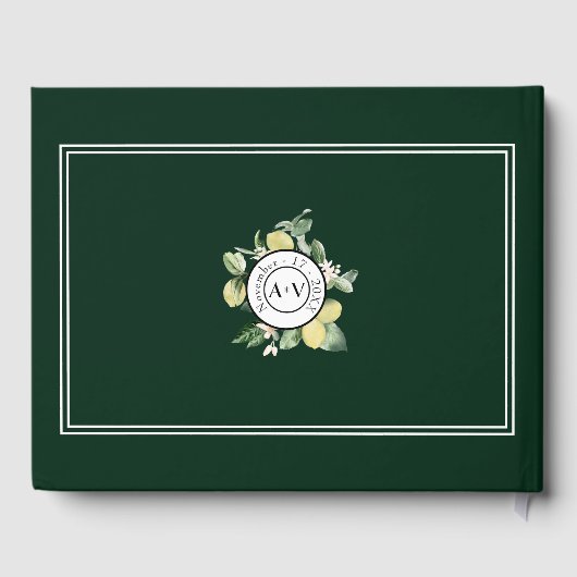 Lemon Border Emerald Green Mariage livre d'hôtes (Verso)