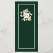 Lemon Border Emerald Green Wedding Flat Menu (Achterkant)