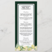 Lemon Border Emerald Green Wedding Flat Menu (Voorkant)