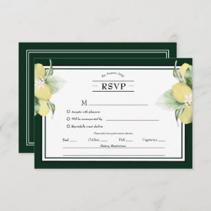 Lemon Border Floral Emerald Green Menu Choice RSVP
