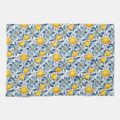 Lemon Botanical Blue and Yellow Summer Print Theedoek (Horizontaal)