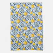 Lemon Botanical Blue and Yellow Summer Print Theedoek (Verticaal)