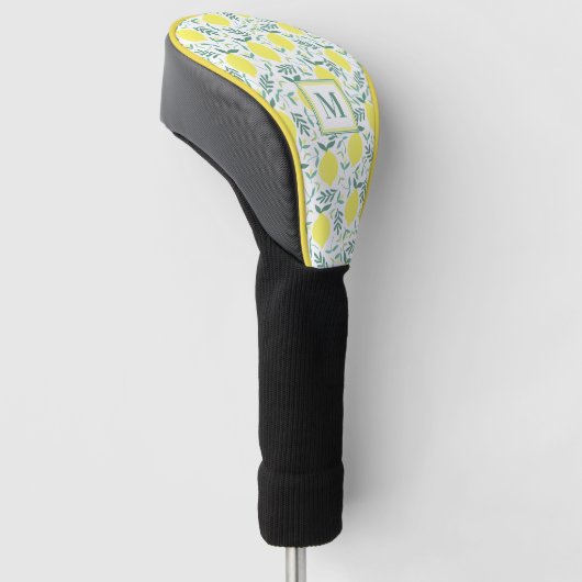 Lemon botanisch monogram patroon golfheadcover (Schuin)