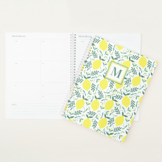 Lemon botanisch monogram patroon planner (Display)