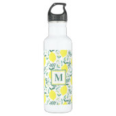 Lemon botanisch monogram patroon waterfles  (Voorkant)