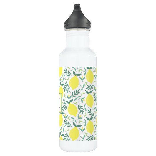 Lemon botanisch monogram patroon waterfles  (Rechts)