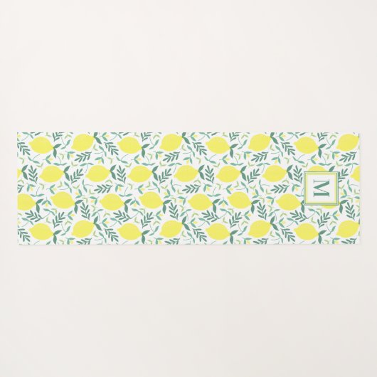 Lemon botanisch monogram patroon yogamat (Achterkant (horizontaal))