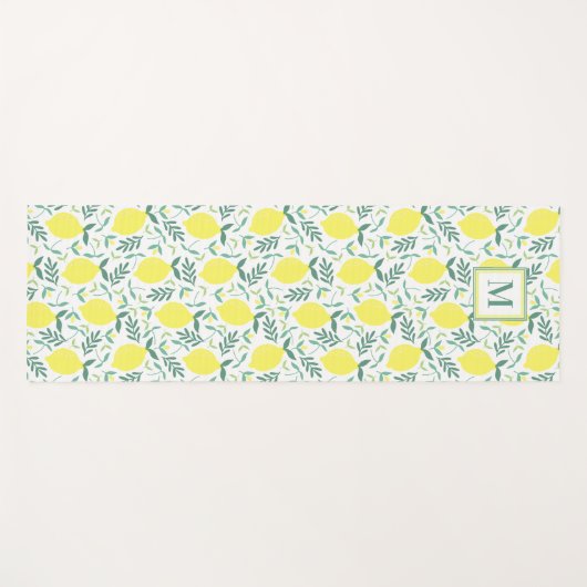 Lemon botanisch monogram patroon yogamat (Voorkant (horizontaal))