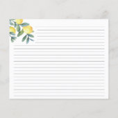 Lemon Botanische Bruiloft Feest Recept Kaart (Achterkant)