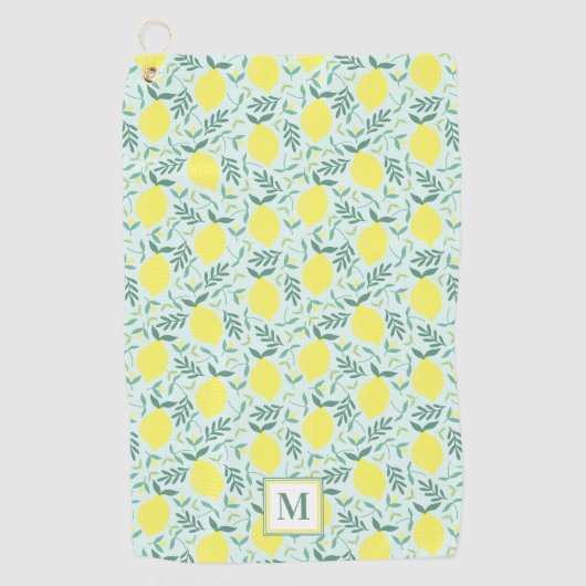 Lemon botanische monogram golfhanddoek (Voorkant)