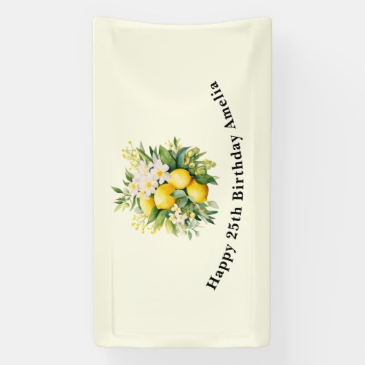 Lemon Bouquet with White Blossoms Birthday Spandoek (Verticaal)