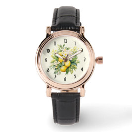 Lemon Bouquet with White Blossoms Horloge