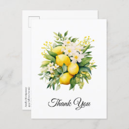 Lemon Bouquet with White Blossoms Thank You Briefkaart