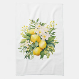 Lemon Bouquet with White Blossoms Theedoek