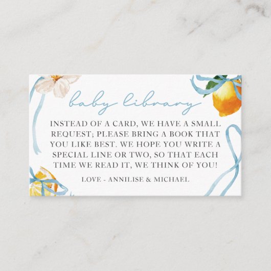 Lemon & Bows Boys Books for Baby Library Informatiekaartje (Voorkant)