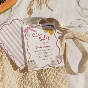 Lemon Bows Girls Baby shower Invitation
