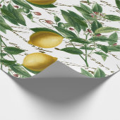  Lemon Branch French Script Fruit Cadeaupapier (Hoek)
