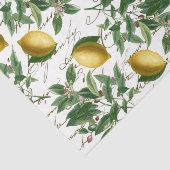 Lemon Branch French Script Fruit Wrapping Tissuepapier (Detail)