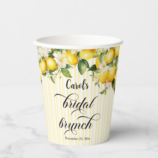 Lemon Branch Mediterraan Zomer Bruids Brunch Papieren Bekers (Voorkant)