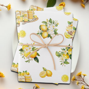 Lemon Branch Mediterrane Zomer Inpakpapier Vel