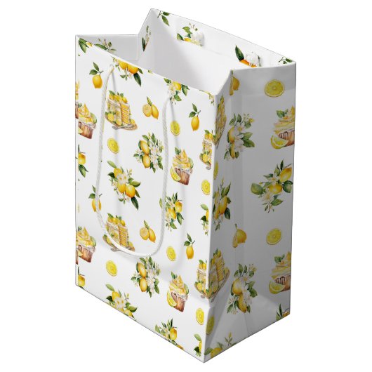 Lemon Branch Mediterranean Summer  Medium Cadeauzakje (Voorkant Gekanteld)