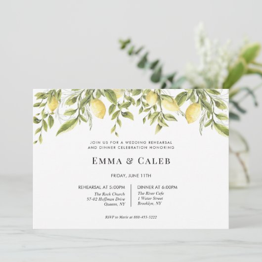 Lemon Branch repetitie diner uitnodiging (Staand voorkant)