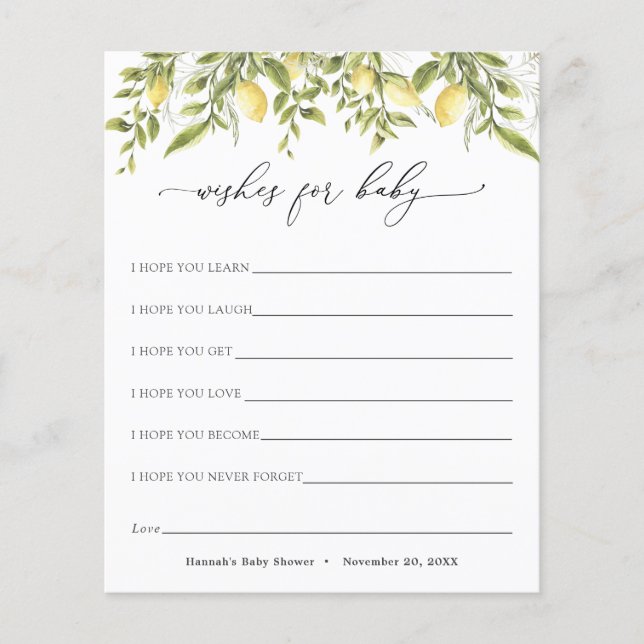  Lemon Branches wensen Baby Kaart (Voorkant)