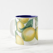 Lemon Branches White & Yellow Country Robuuste afb Tweekleurige Koffiemok (Voorkant links)