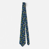 Lemon branches with blossoms and fruit on blue stropdas (Voorkant)