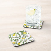 Lemon branches with blossoms and fruit on white bier onderzetter (Rechterzijde)