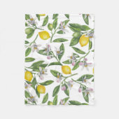 Lemon branches with blossoms and fruit on white fleece deken (Voorkant)