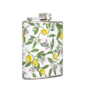 Lemon branches with blossoms and fruit on white heupfles (Rechts)